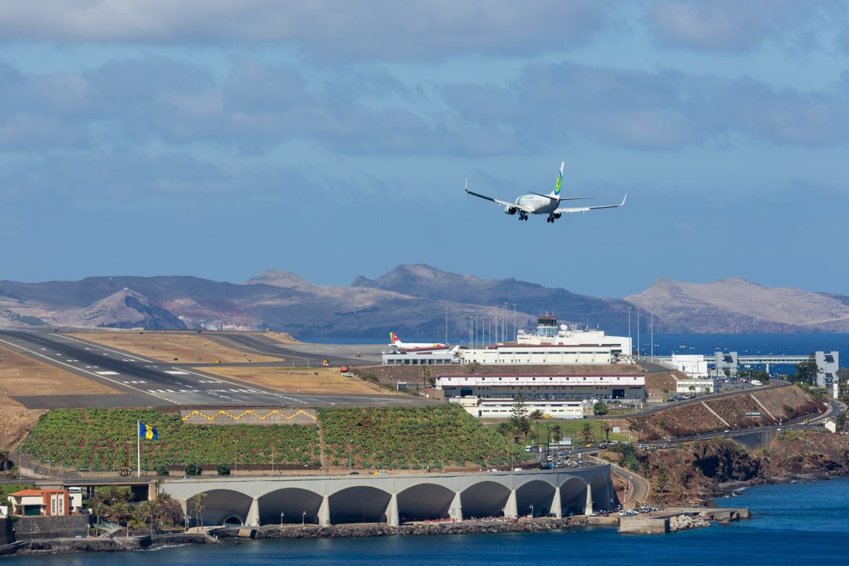 Přistání na letišti Madeira