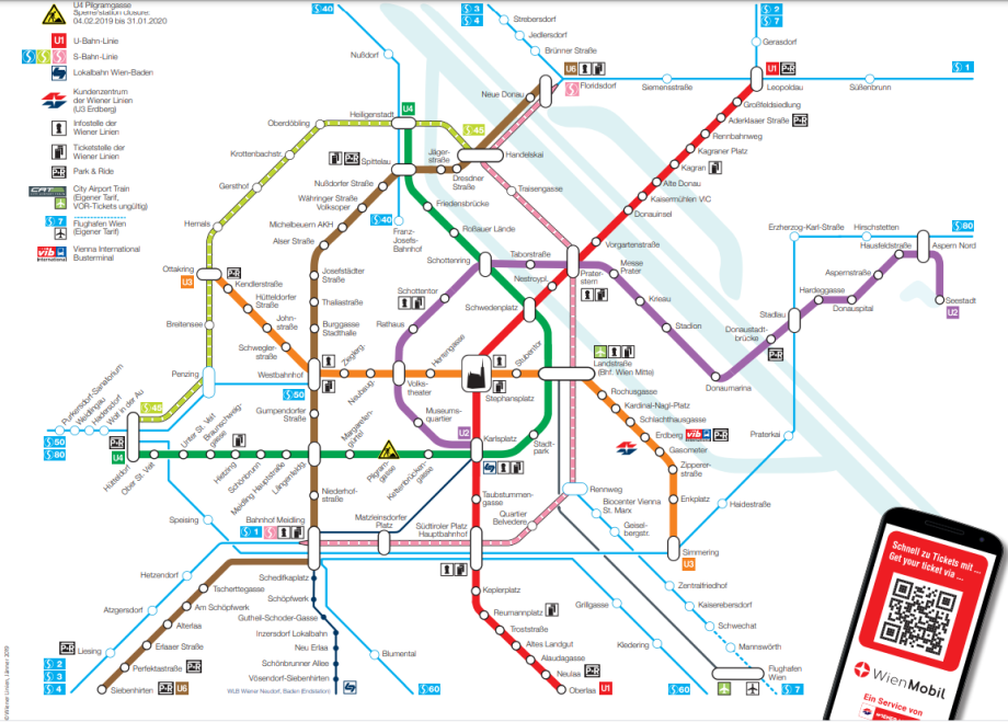 Mapa metra ve Vídni