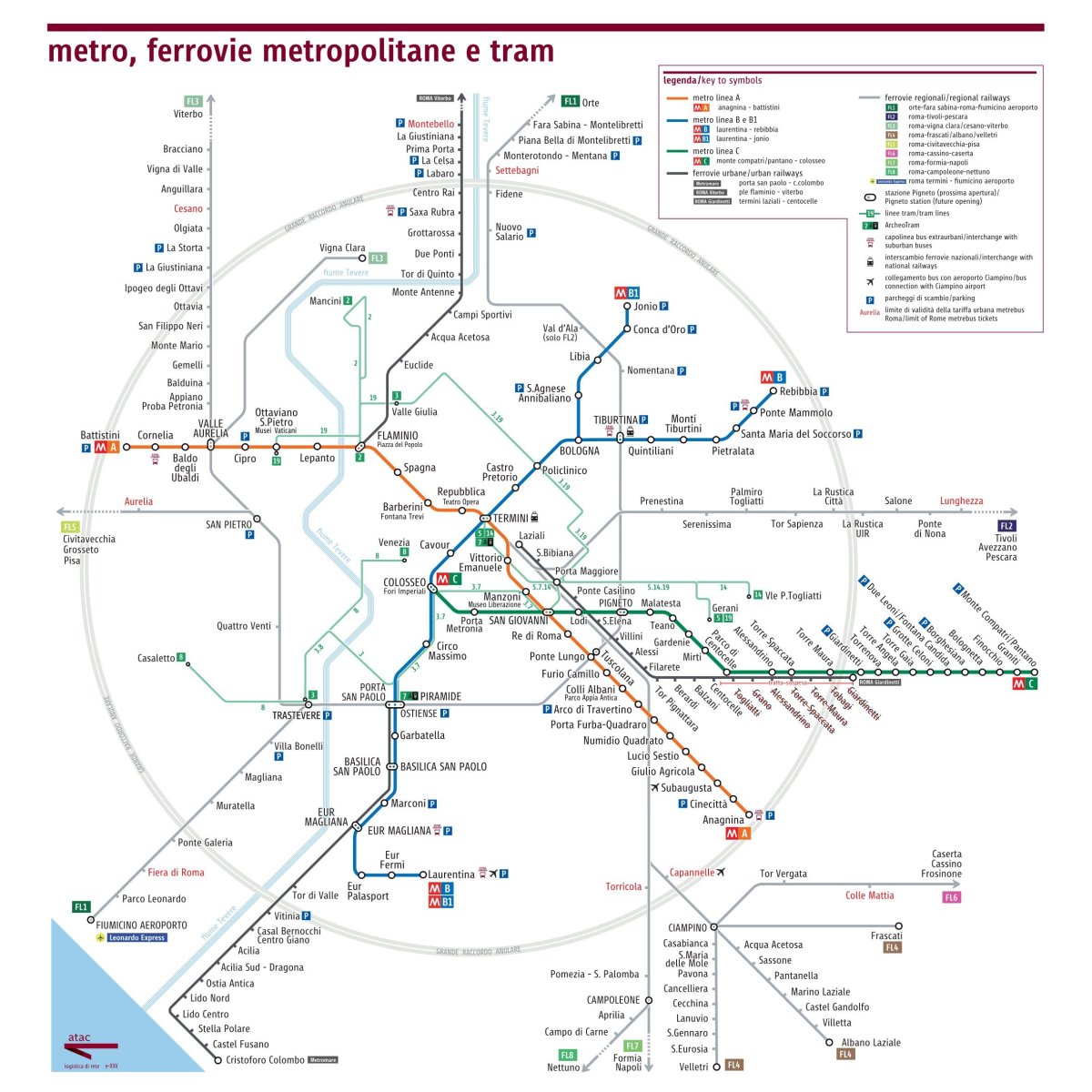 Mapa metra v Římě