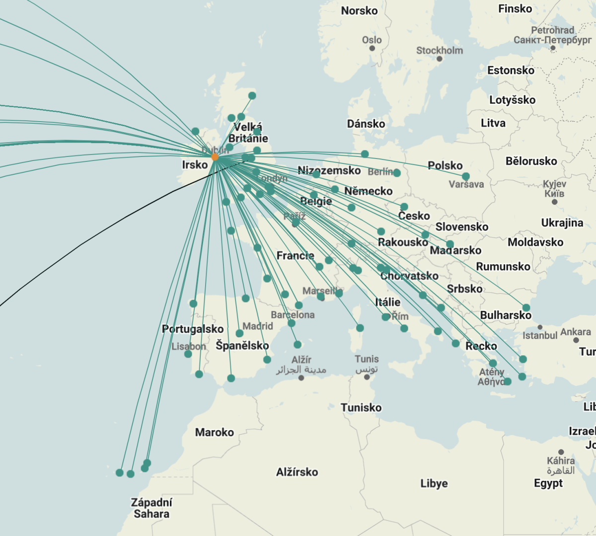 Aer Lingus route map