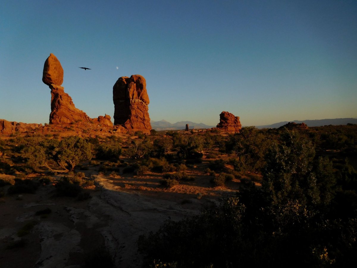 Balanced rock at sunset