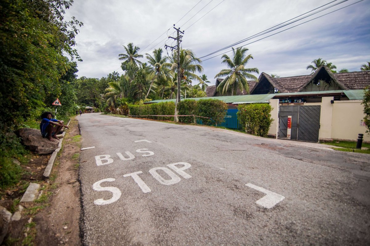 Autobusová zastávka na Seychellách