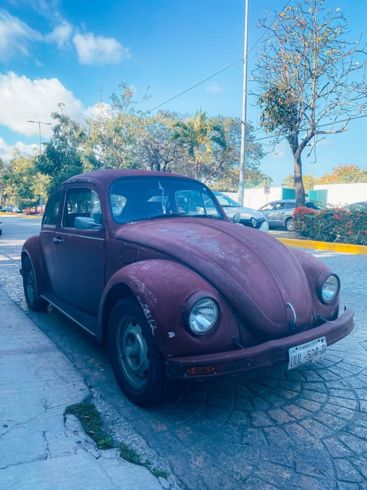 Jeden z milionu Brouků, které po Mexiku jezdí. Narazíte na ně všude.