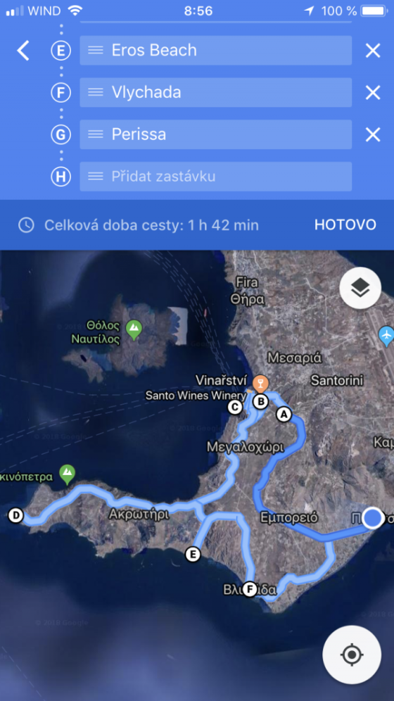Mapka naší čtyřkolkové cesty..