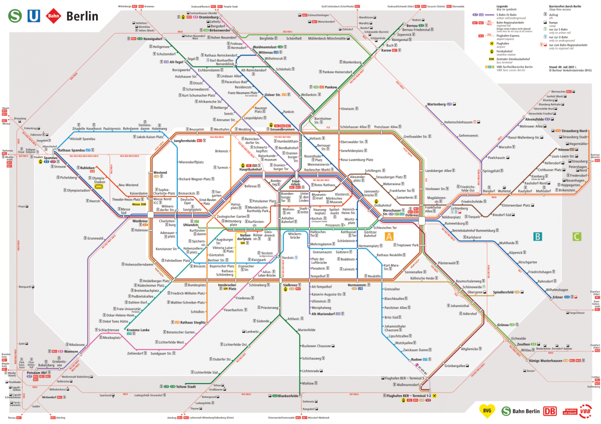 Mapa U+S-Bahn