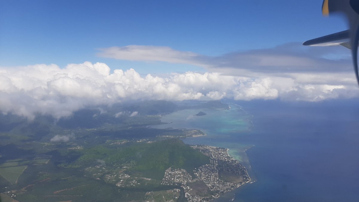 Mauritius z okýnka letadla