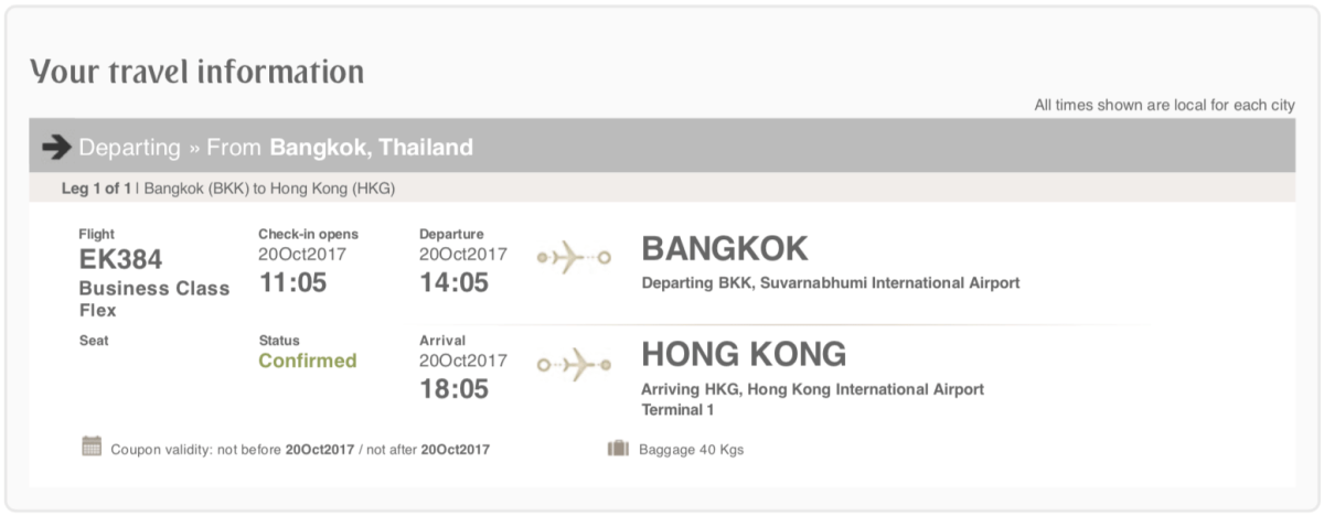Letenka BKK–HKG v C