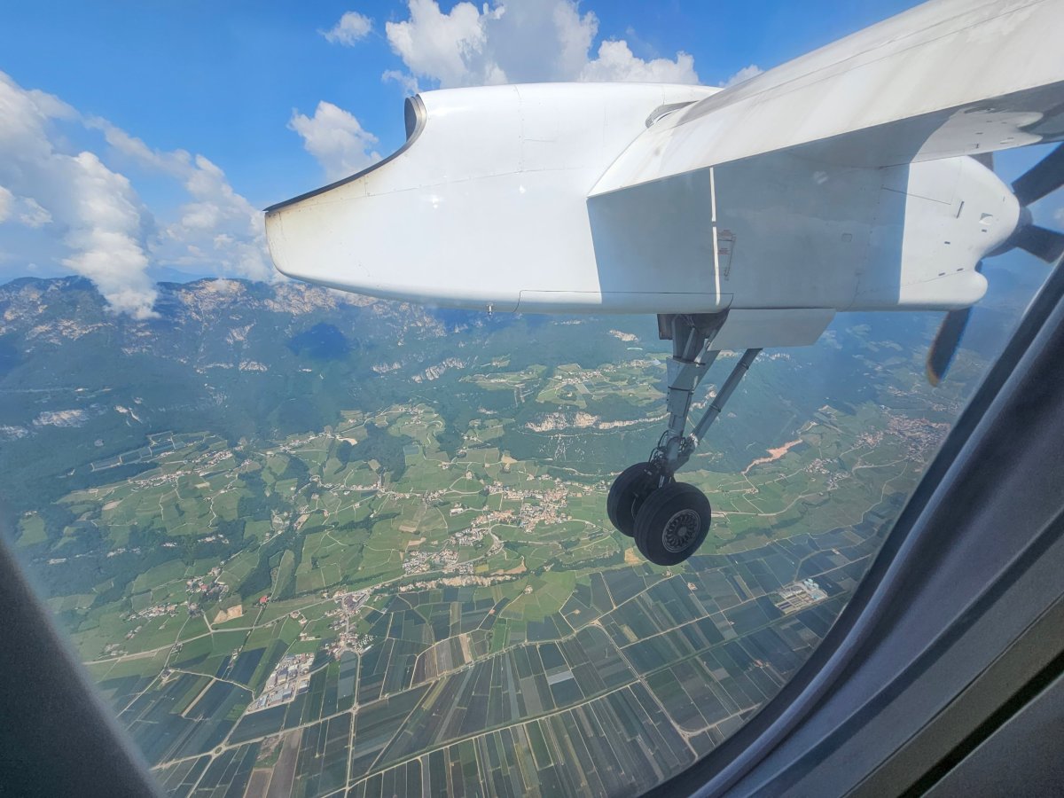 Přistání na letiště Bolzano