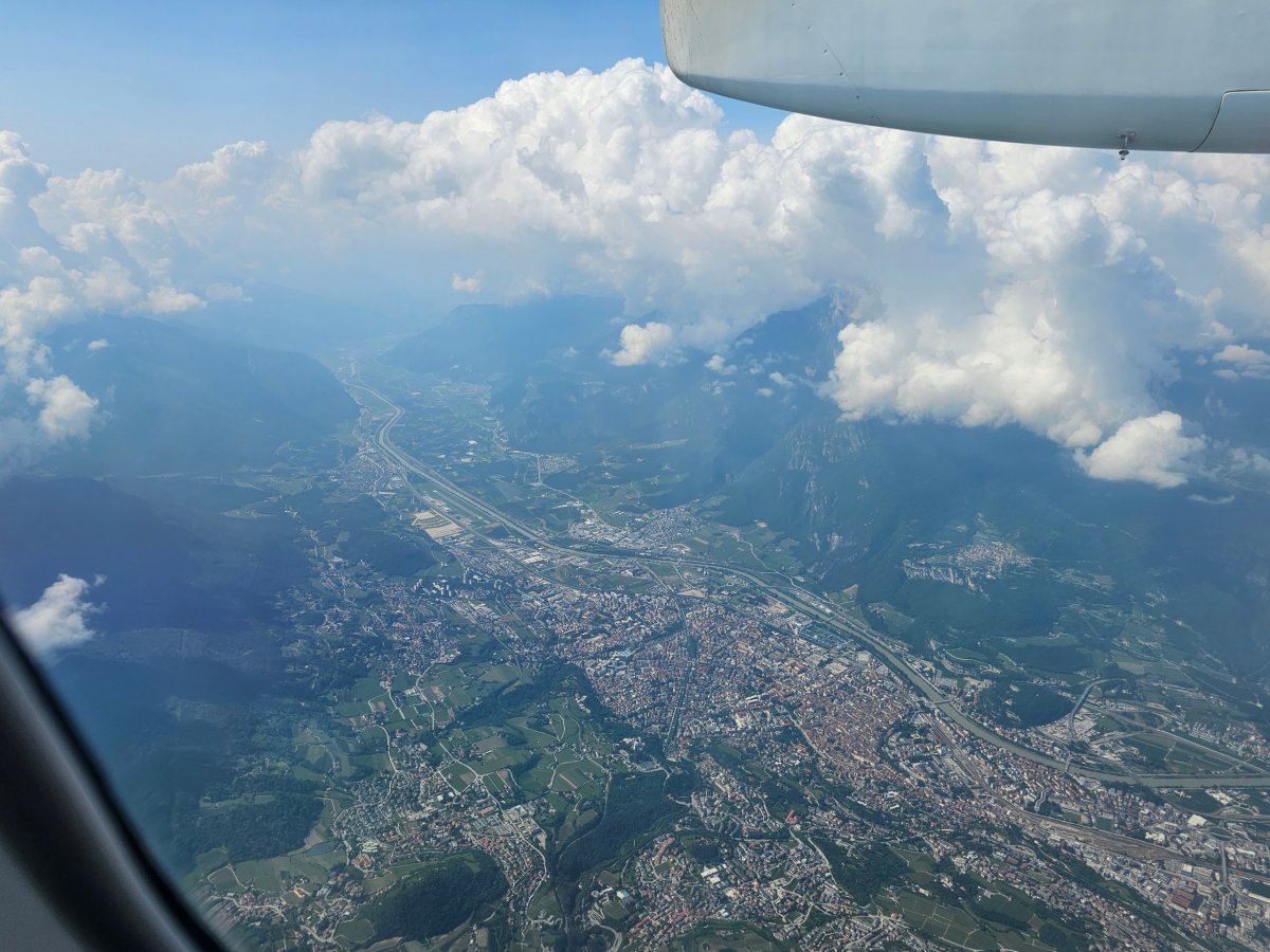 Přistání na letiště Bolzano