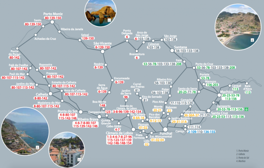 Mapa spojů do různých koutů Madeiry…