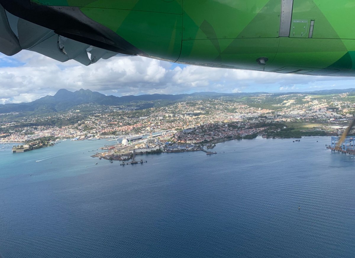 výhled na Martinik před přistáním