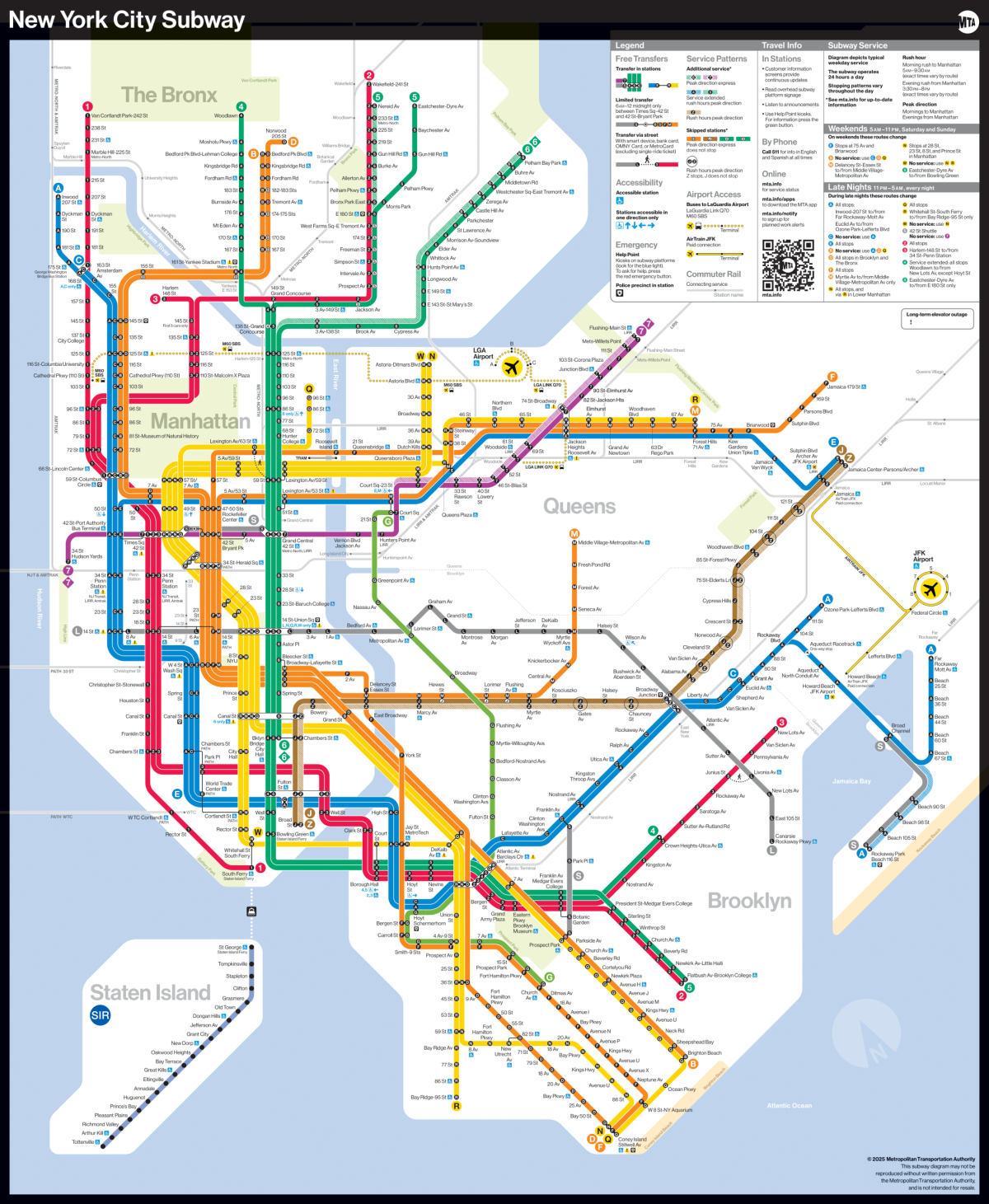 Mapa všech linek metra v New Yorku