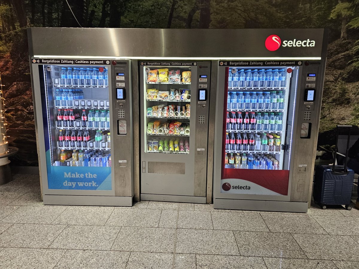 Automaty Selecta na letišti Frankfurt