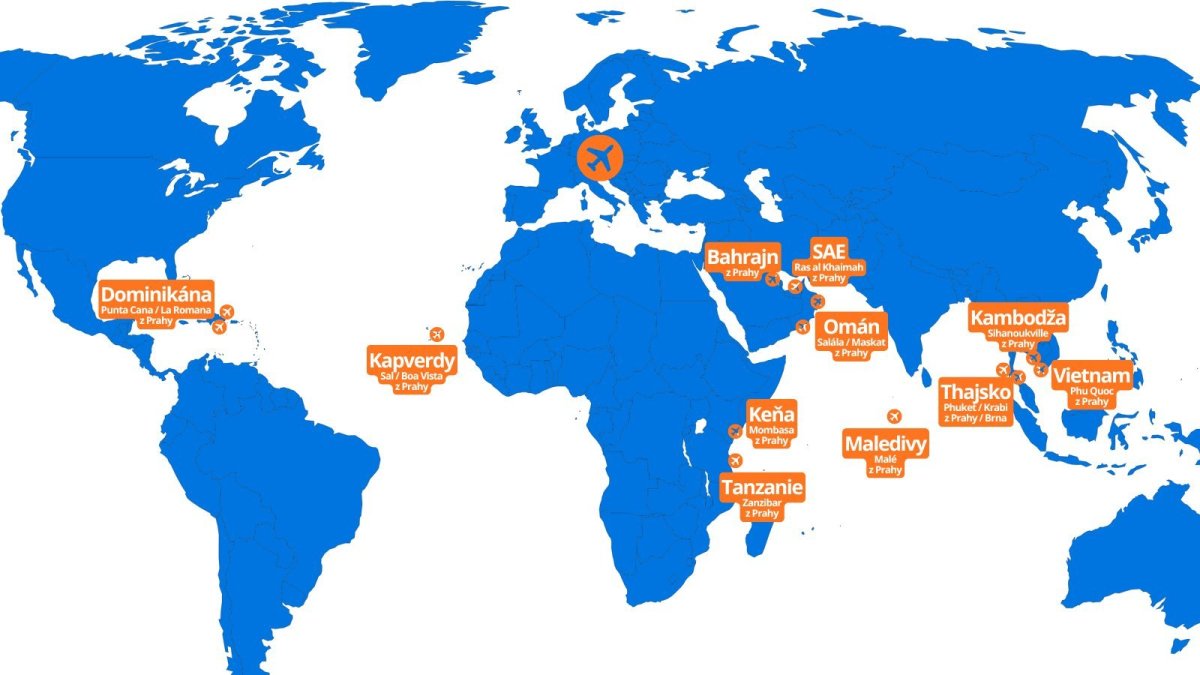 Mapa zájezdů do exotiky 2026/2027