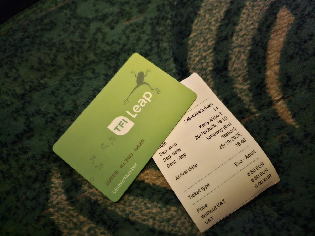 Cena jízdného na autobus z letiště do Killarney