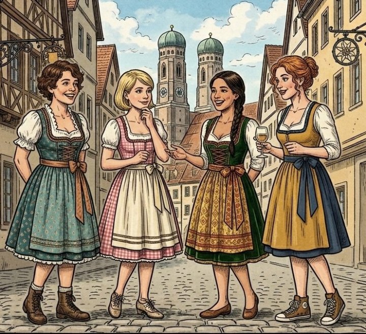 ženy v bavorských krojích