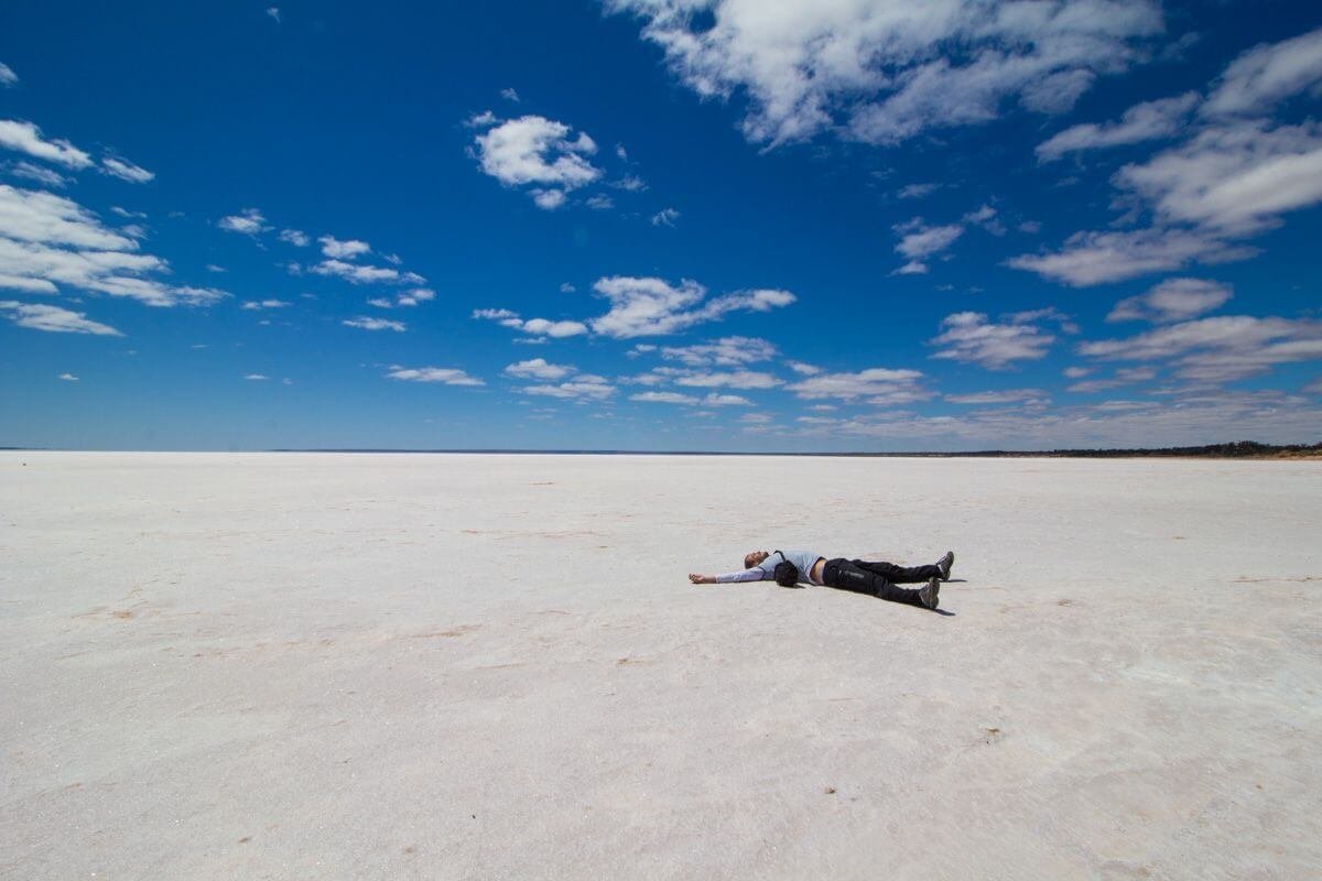 Solné jezero Lake Heart. Ochutnali jsme, je fakt slané!