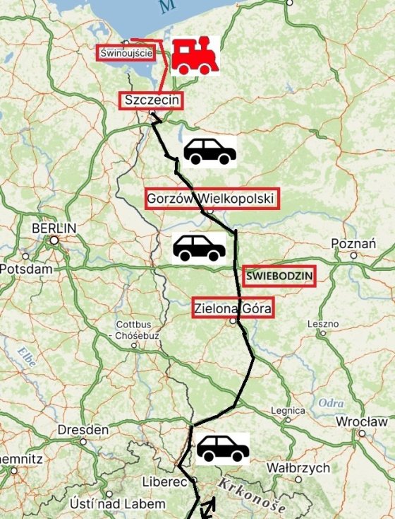 Mapa naší cesty
