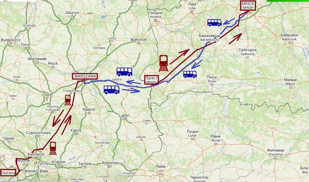 Mapa naší trasy