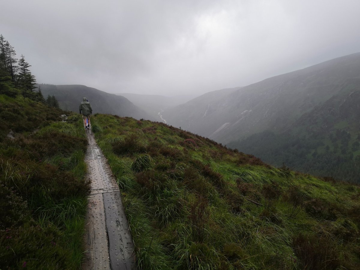 Dřevěná pěšinka nad jezerem