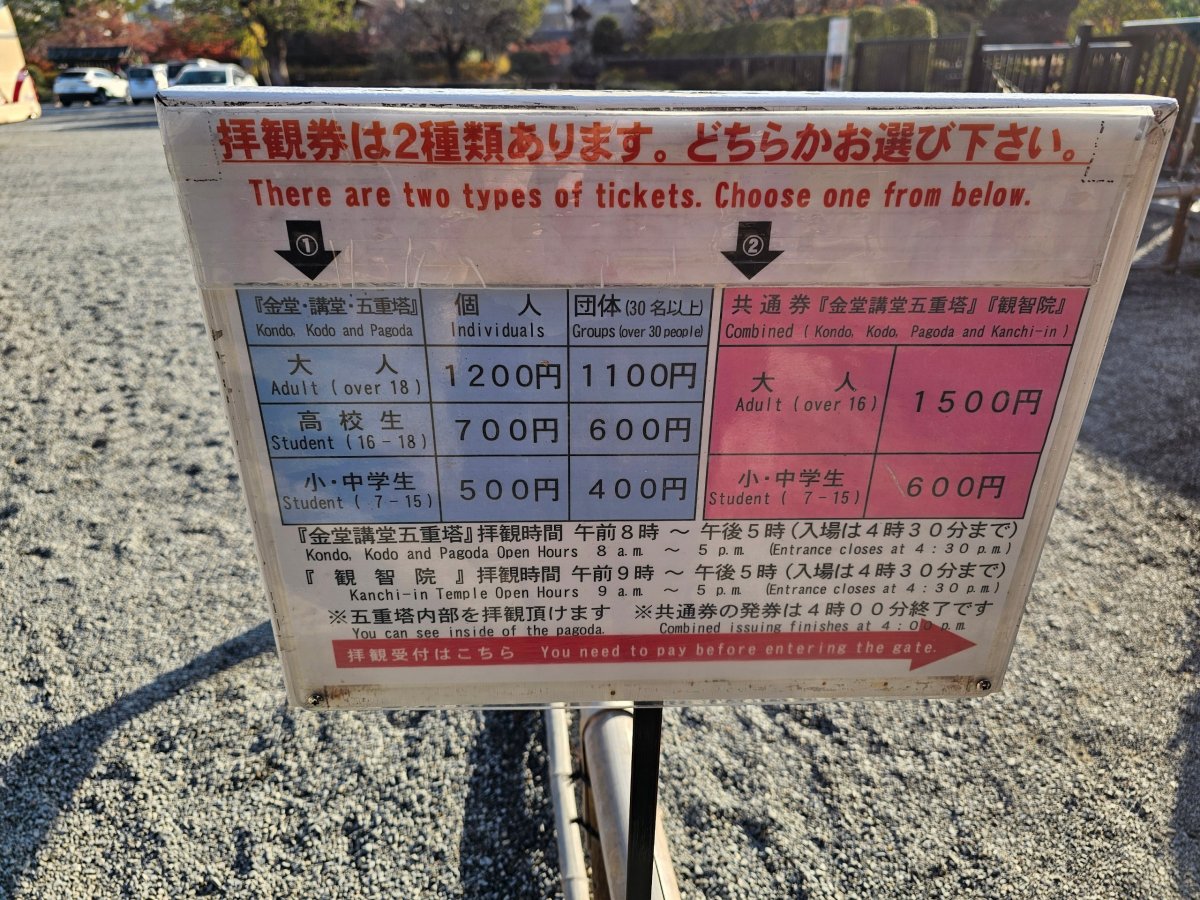 Cena vstupného do chrámu To-ji