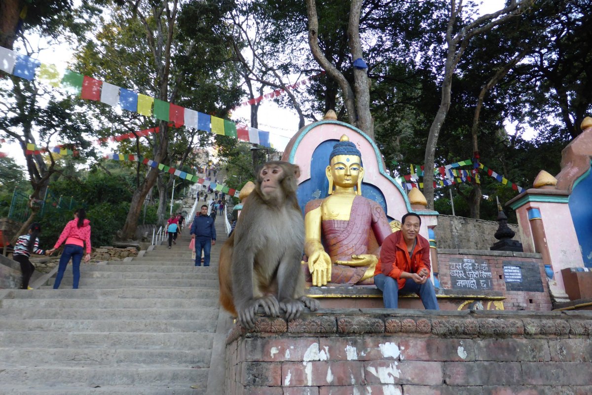 365 schodů k chrámu Swayambhutan