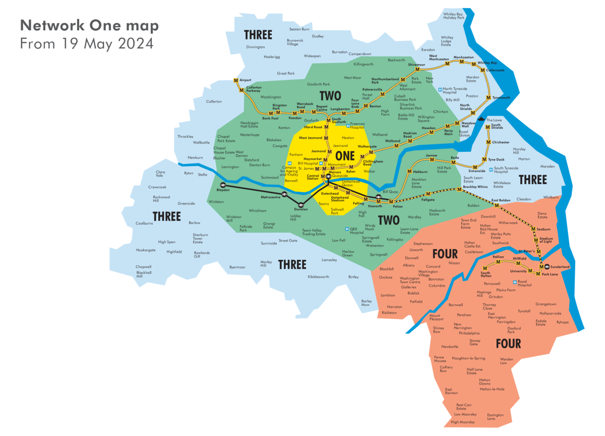 Tyne and Wear Ticket map