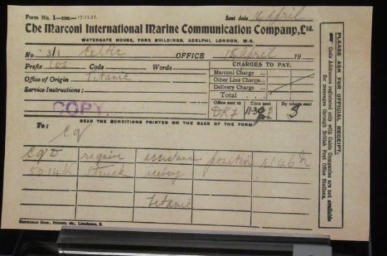 Záznam telegrafu z Titanicu