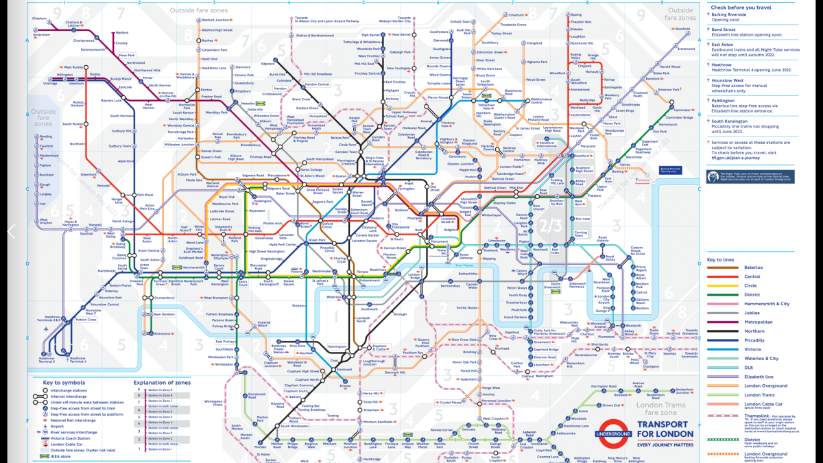 Mapa metra v Londýně