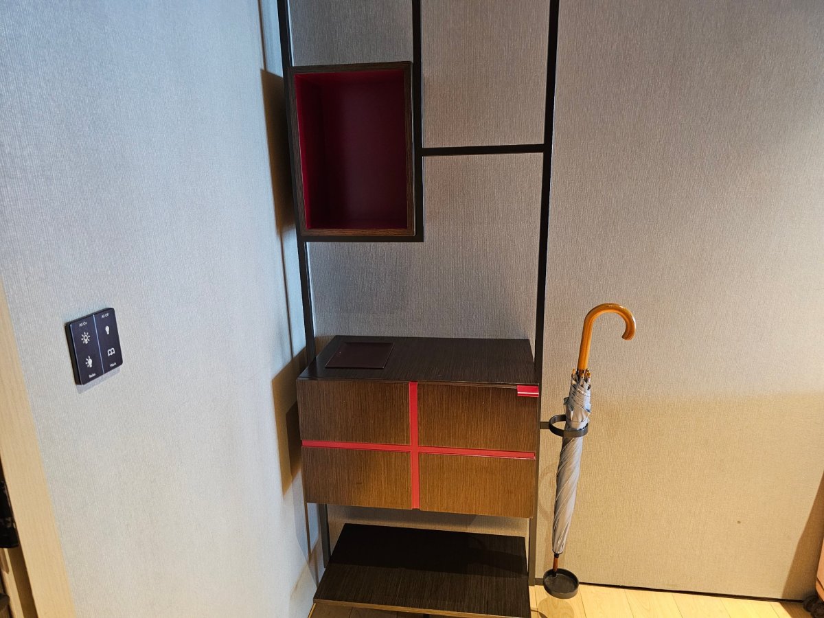 Odkládací prostory a deštník