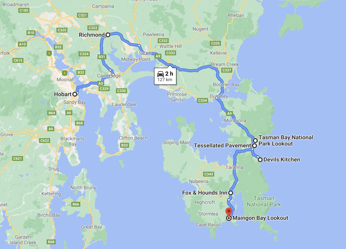 Den 2: trasa z Hobartu na Tasmanův poloostrov
