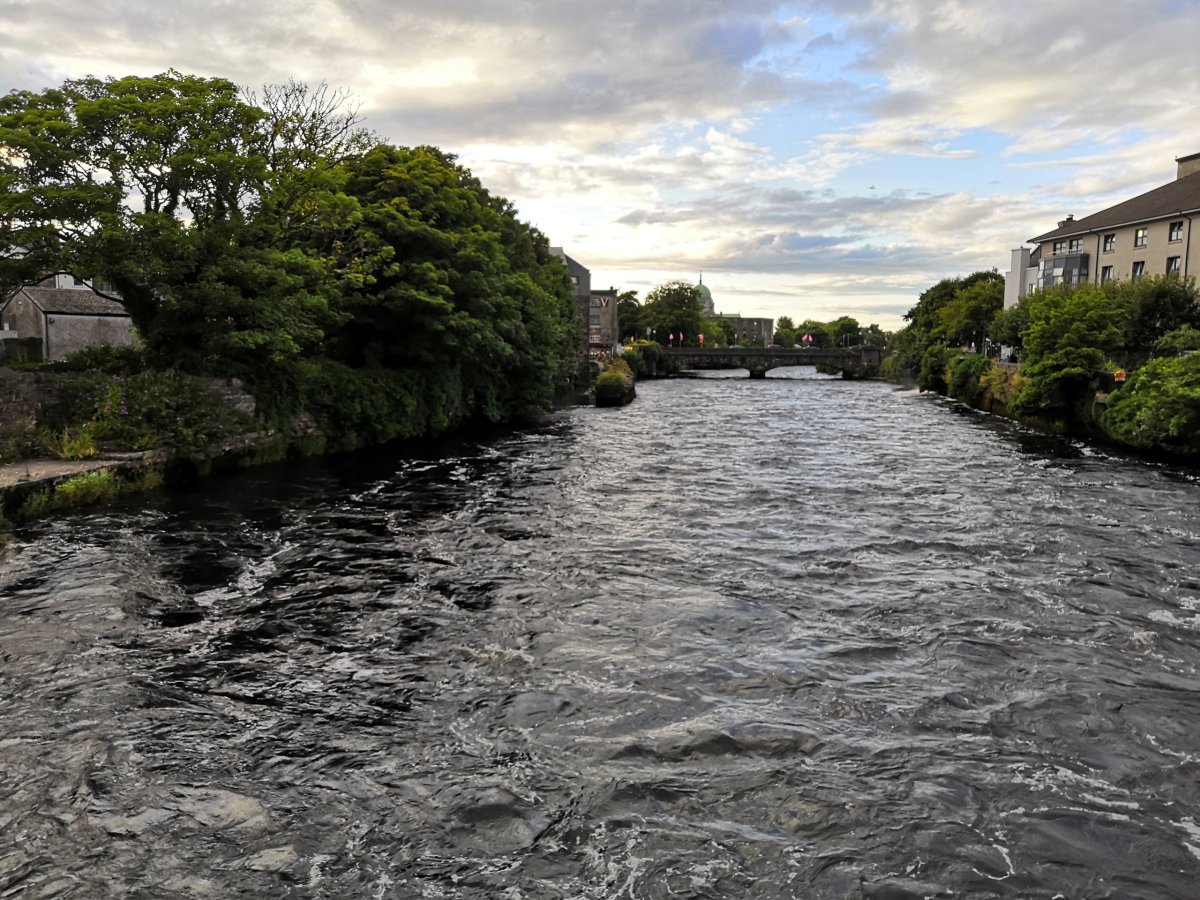 Pohled z Wolfe Tone Bridge na řeku Convent