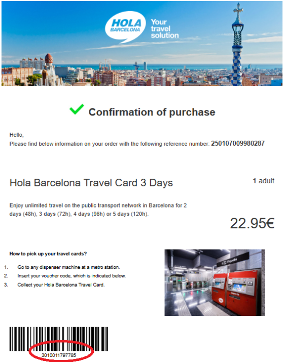 V automatu zadejte číslo pod čárovým kódem