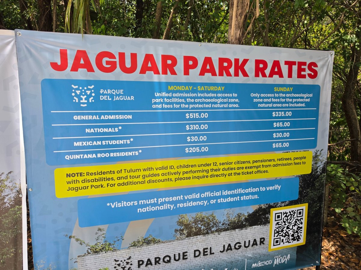 Zona Arqueológica de Tulum, ceny vstupného