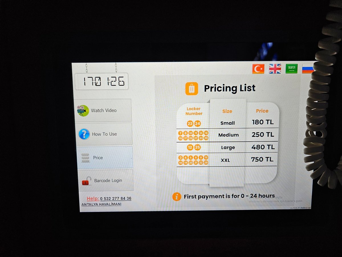 Ceník úschovny zavazadel