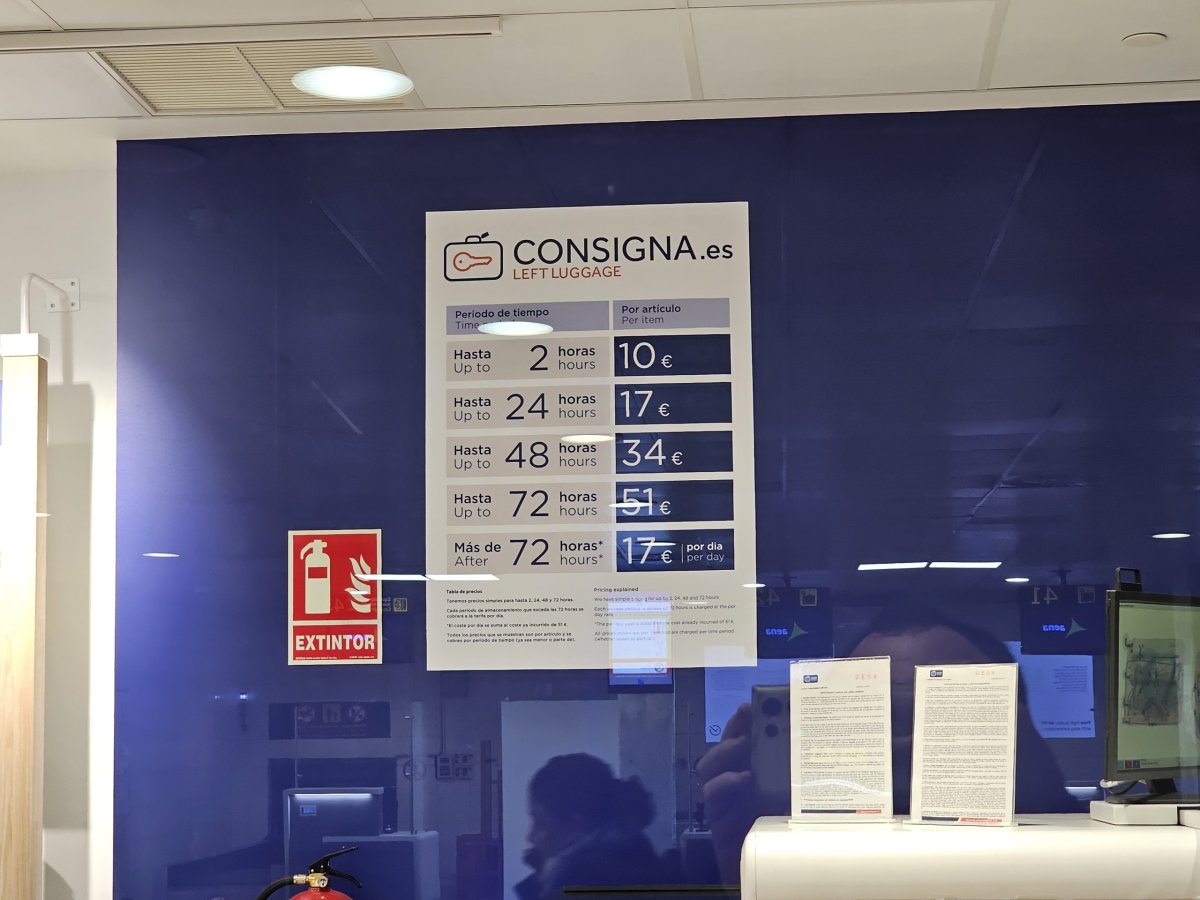 Ceník úschovny zavazadel