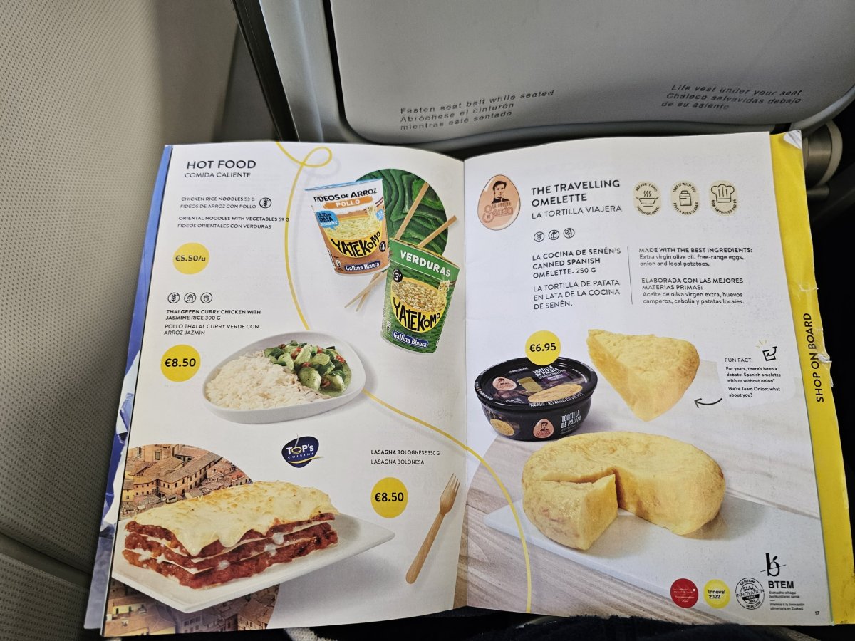 Nabídka občerstvení na palubě