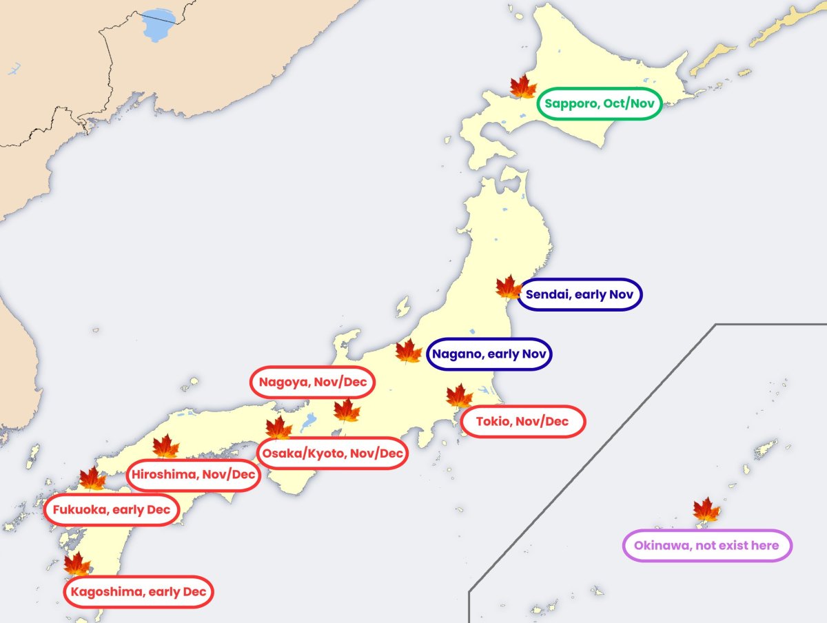 Mapa japonského podzimního listí