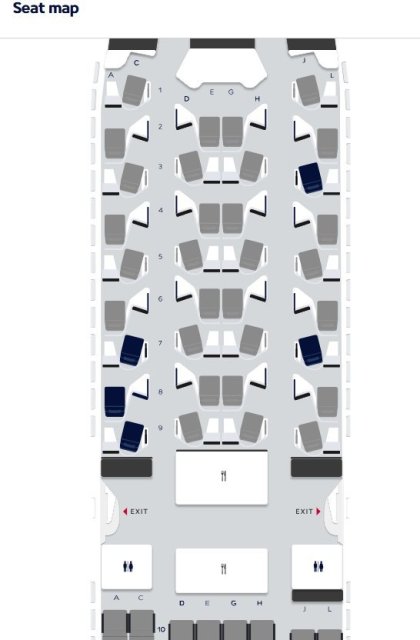 Seat Map: stará business třída