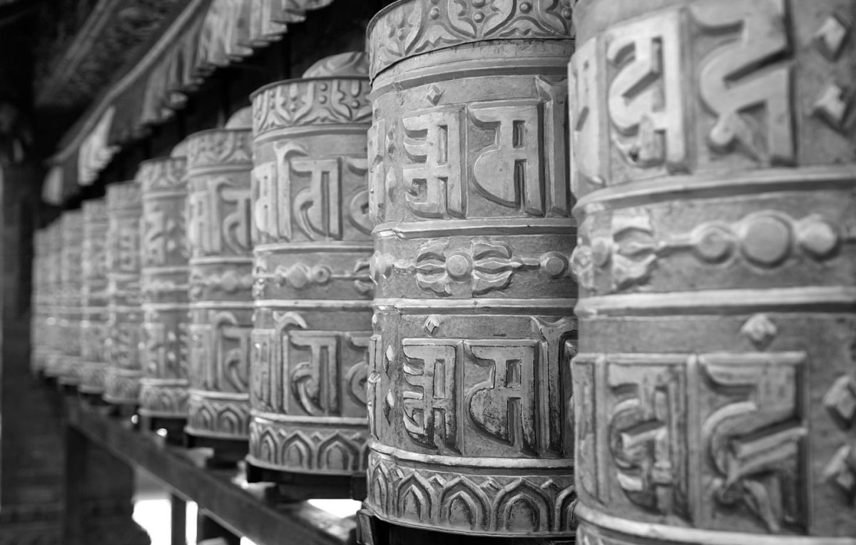 Modlitební mlýnky ve Swayambhunath