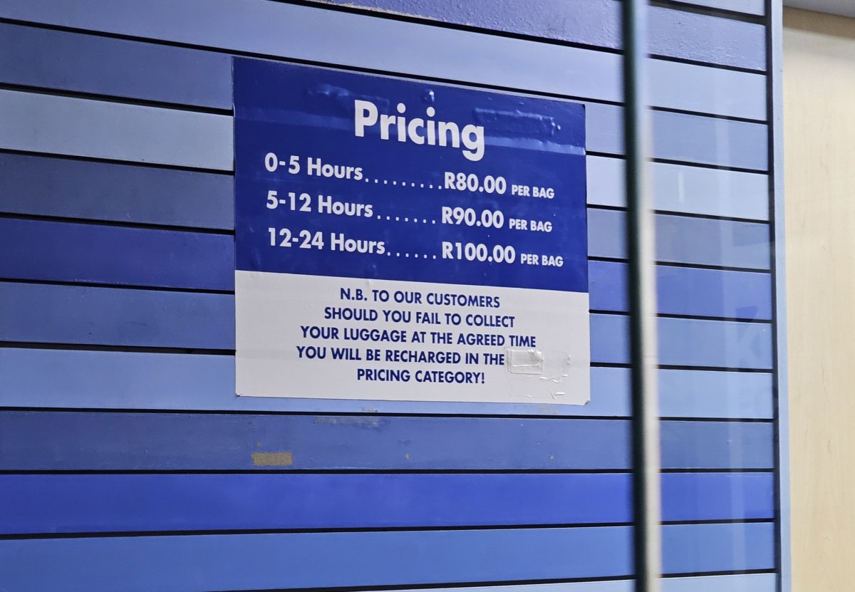 Ceník úschovny zavazadel