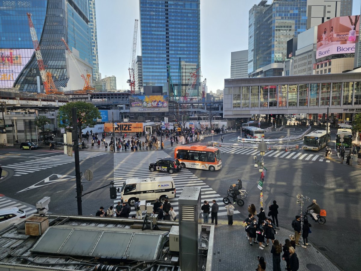 Křižovatka Shibuya ze Starbucksu