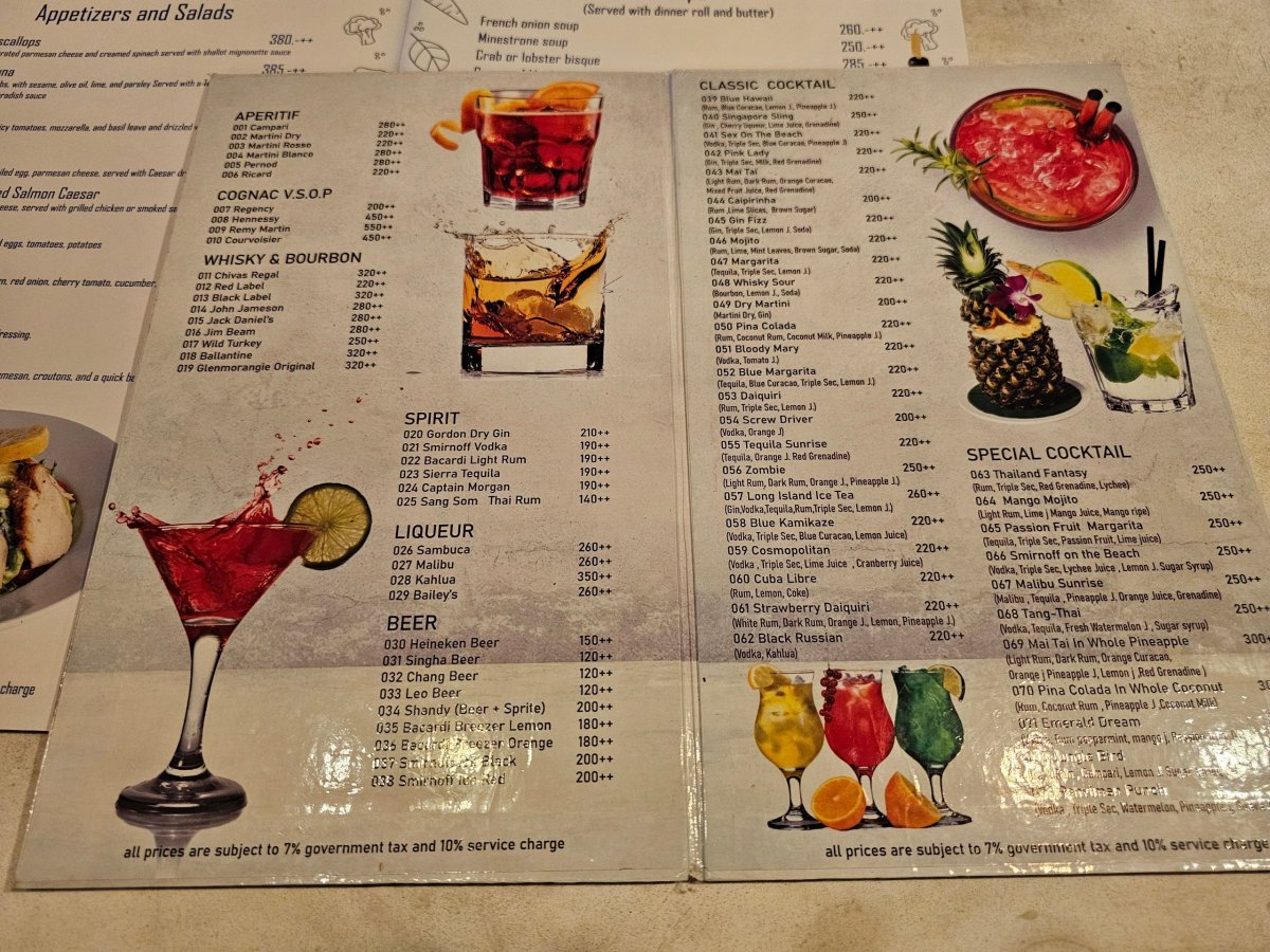 Drink menu