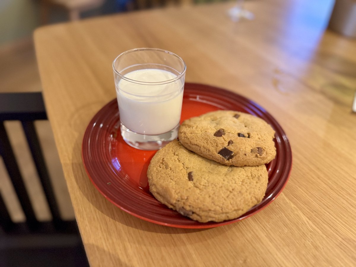 Čerstvé mléko a cookies