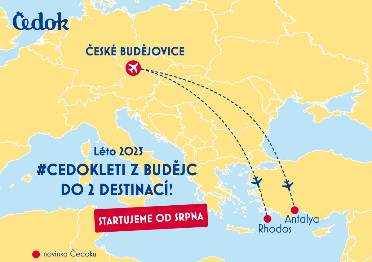 Mapa destinací Čedoku