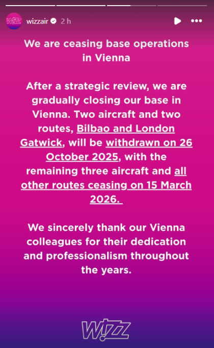 Rušení linek z Vídně