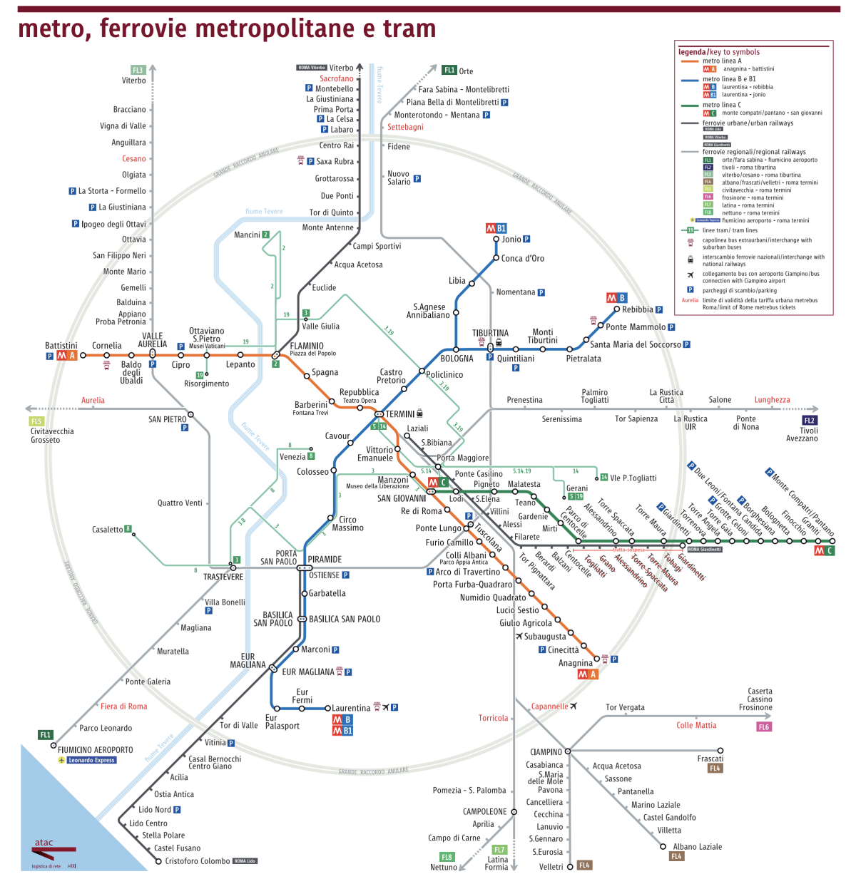 Mapa metra v Římě