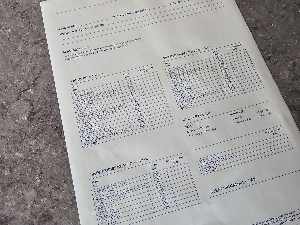 Ceny laundry service