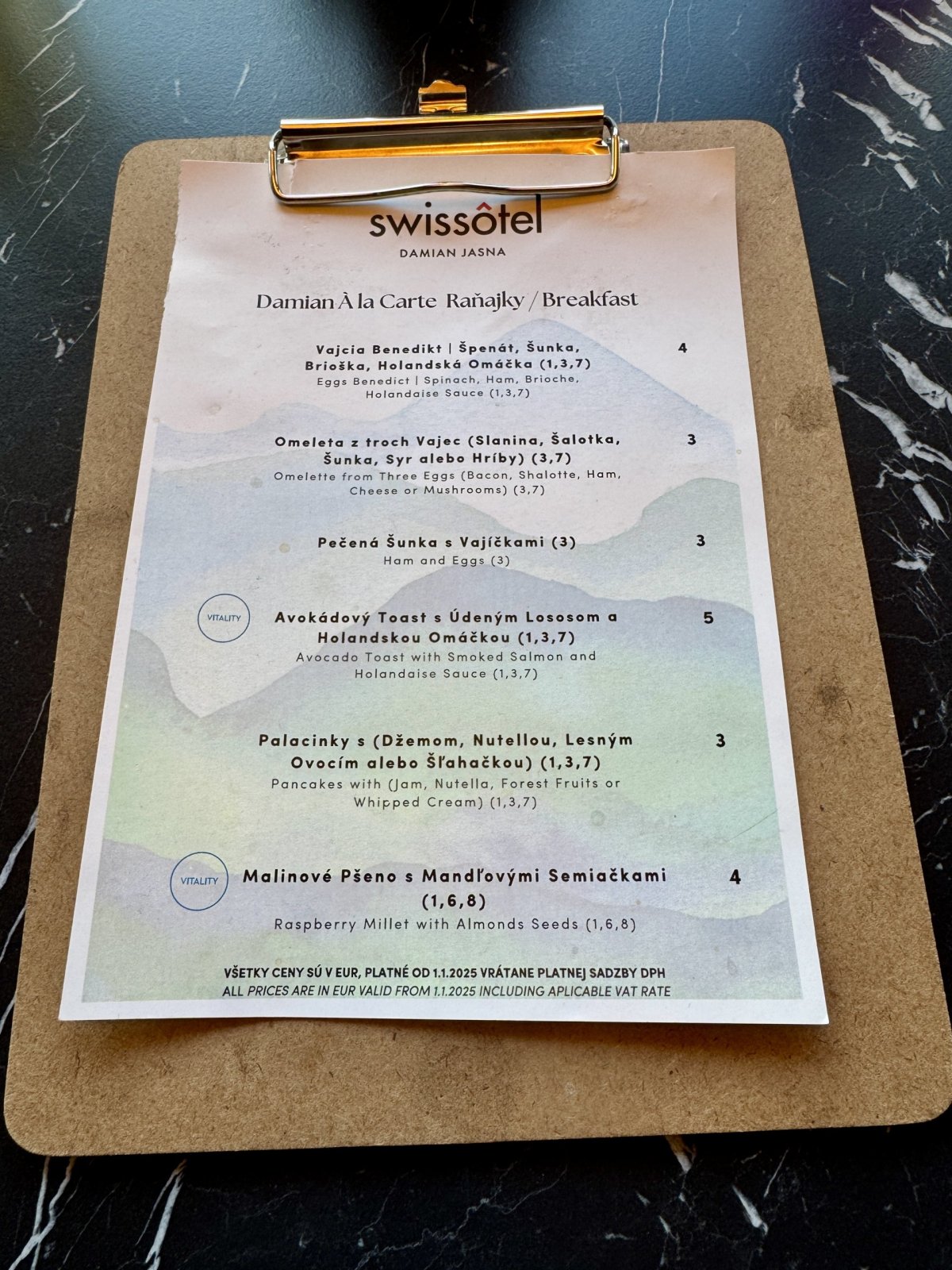 A la Carte snídaňové menu