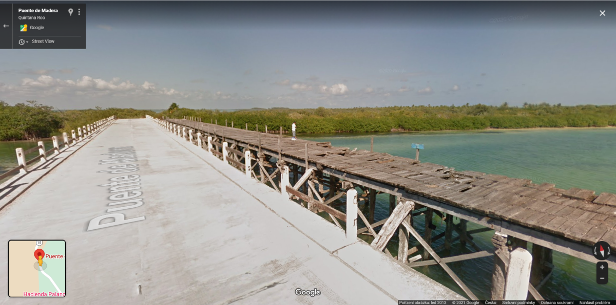 Starý dřevěný most je na Google Street view stále k vidění